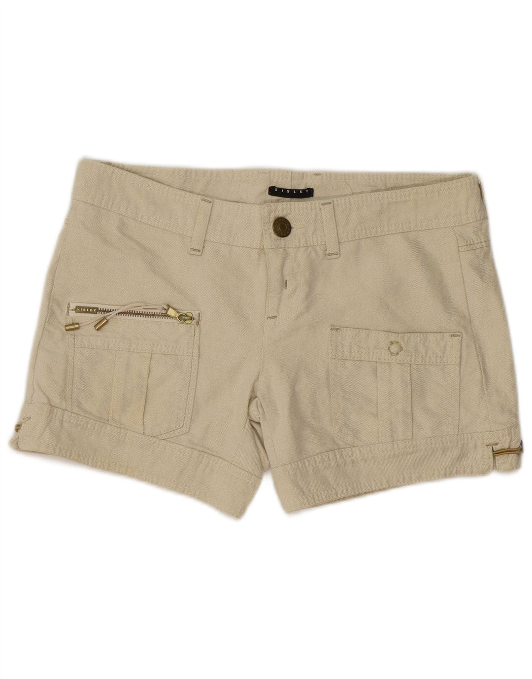 Shorts jeans feminino SISLEY IT 42 médio W30 algodão verde