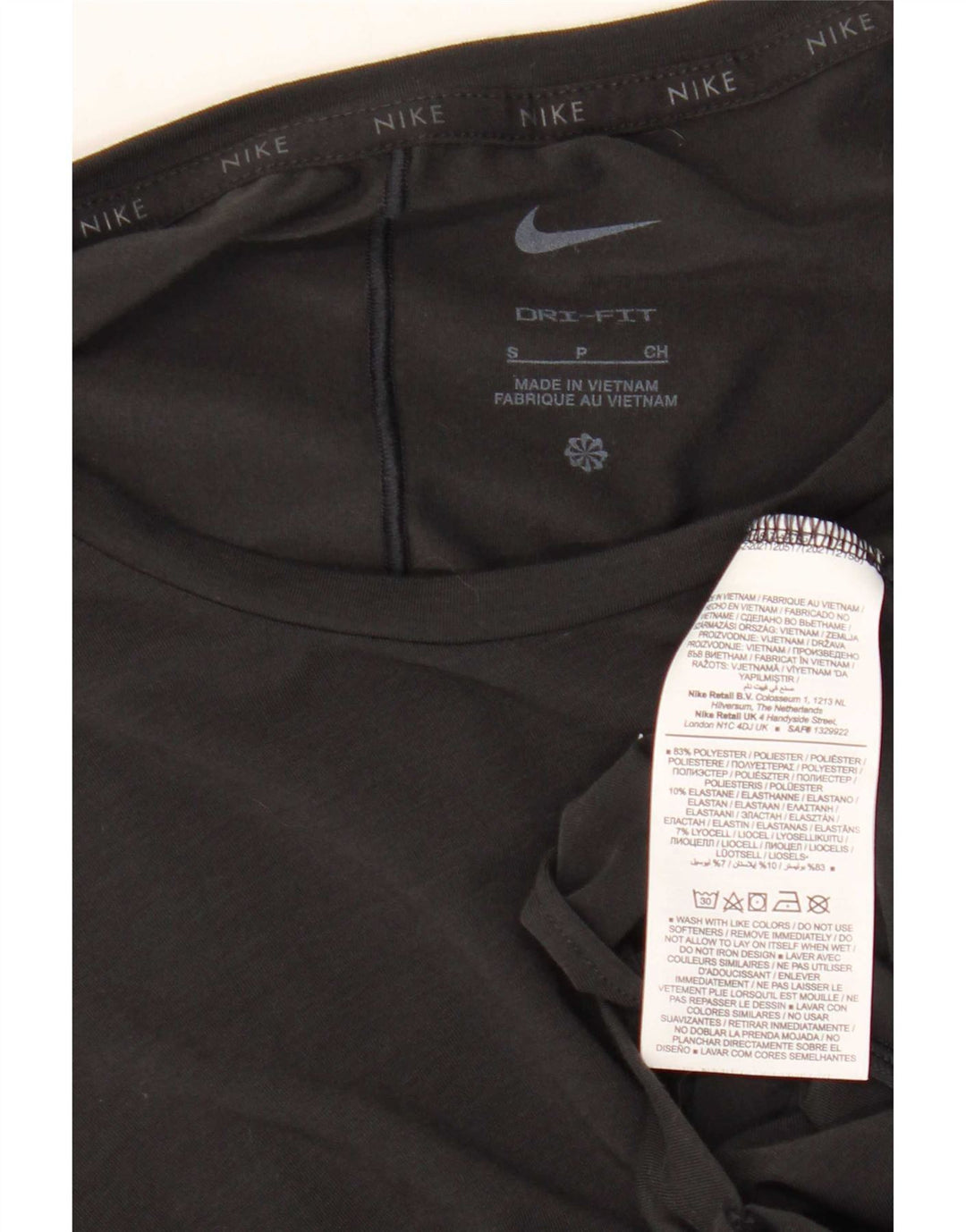 Camiseta feminina Nike Dri Fit Crop Top UK 10 pequena preta poliéster