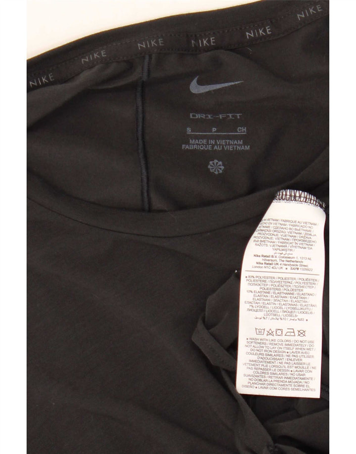 Camiseta feminina Nike Dri Fit Crop Top UK 10 pequena preta poliéster
