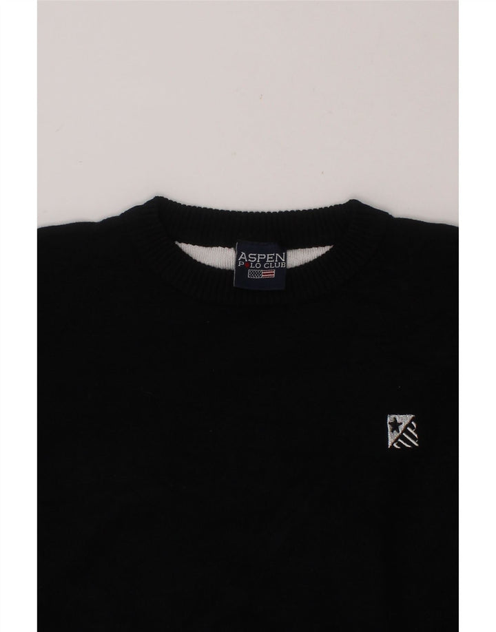 ASPEN Boys Graphic Crew Neck Jumper Sweater 7-8 Years Black Colourblock Vintage Aspen and Second-Hand Aspen from Messina Hembry 