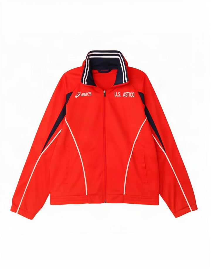 Asics Mens Graphic Tracksuit Top Jaqueta XL Vermelho Colourblock Poliéster