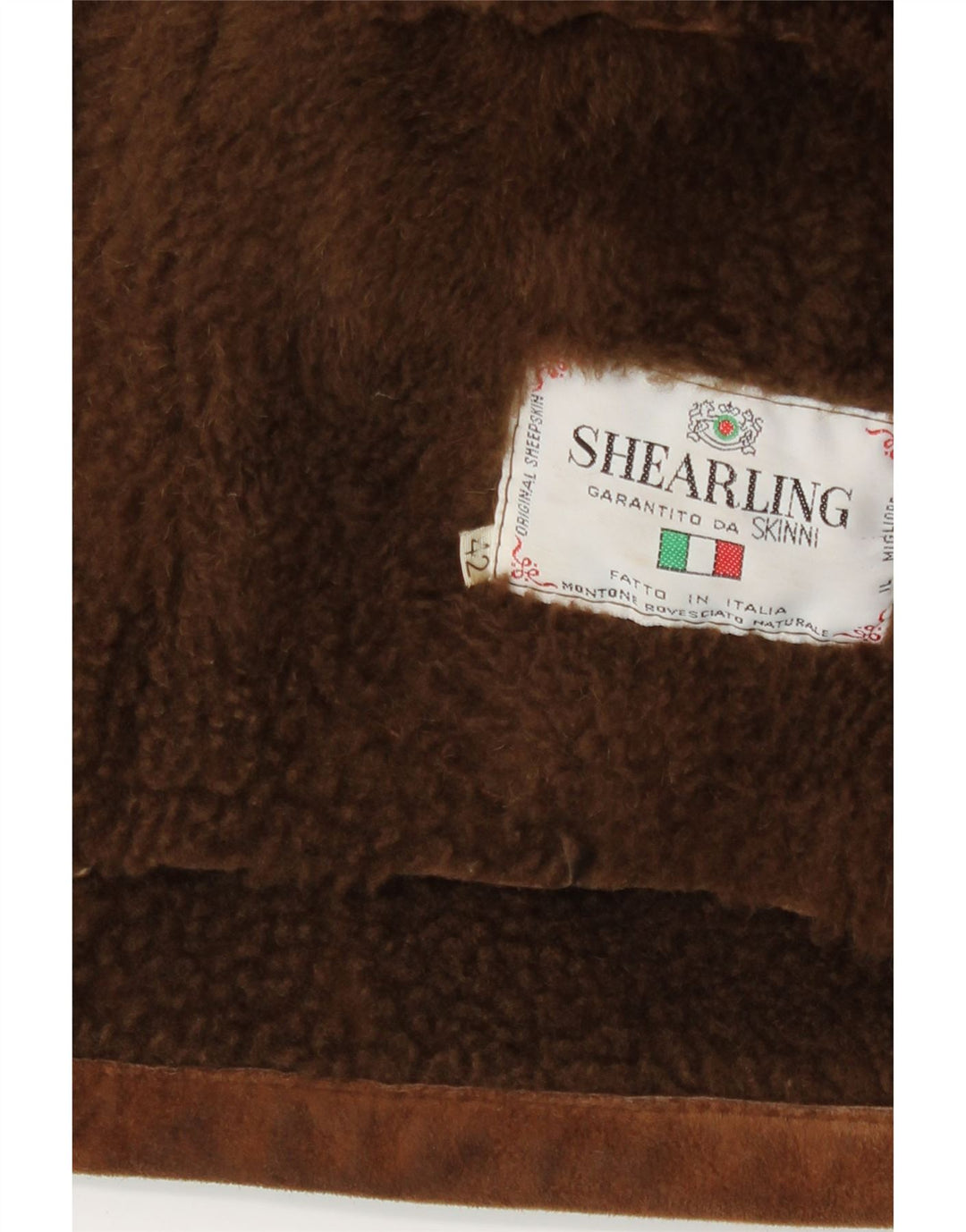 Casaco feminino vintage de corte grande IT 42 Shearling marrom médio