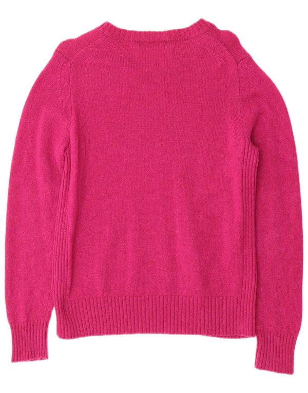 Suéter feminino Marks & Spencer com gola canoa Reino Unido 14 lã de carneiro rosa grande
