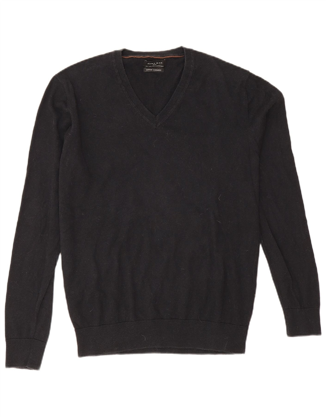 Suéter masculino Zara com decote em V grande algodão preto