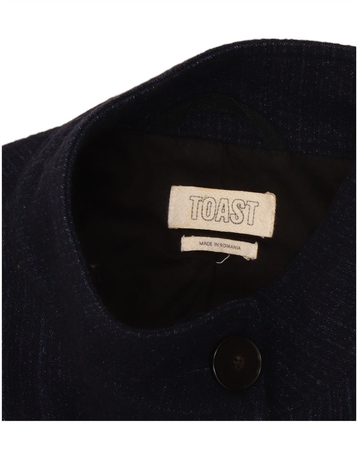 Sobretudo feminino Toast UK 18 XL lã listrada azul marinho