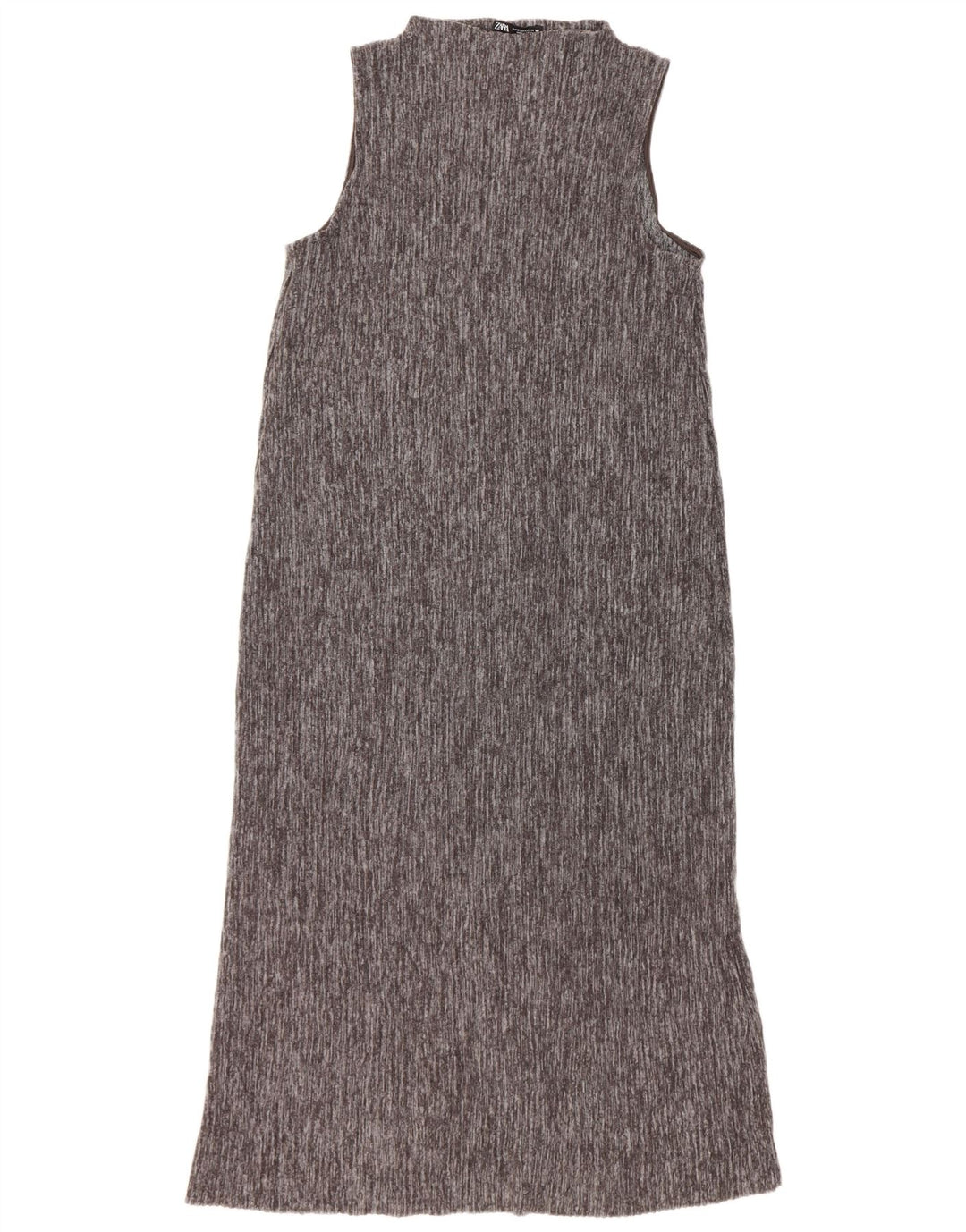 Vestido maxi feminino sem mangas Zara UK 12 poliéster cinza médio