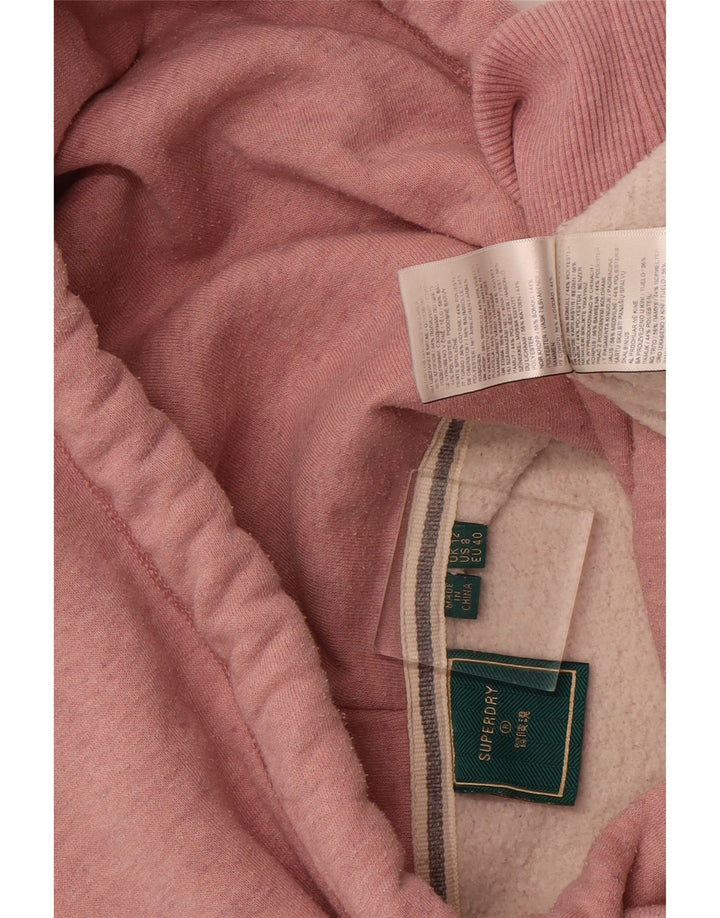 Jumper com capuz feminino SUPERDRY UK 12 algodão rosa médio