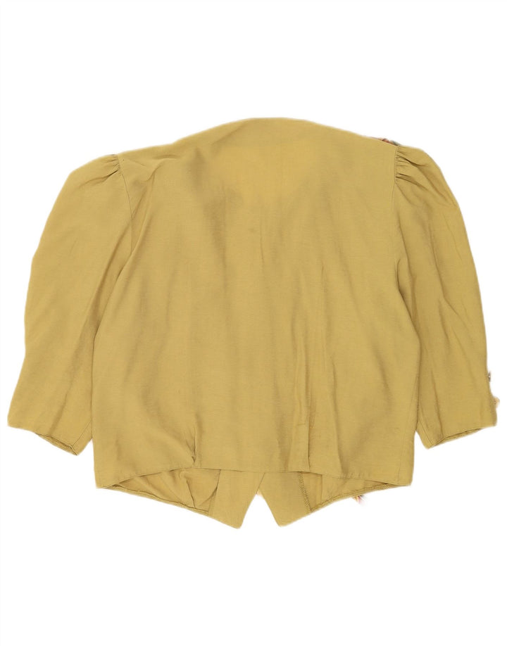 Jaqueta blazer feminina vintage manga 3/4 5 botões Reino Unido 16 grande verde