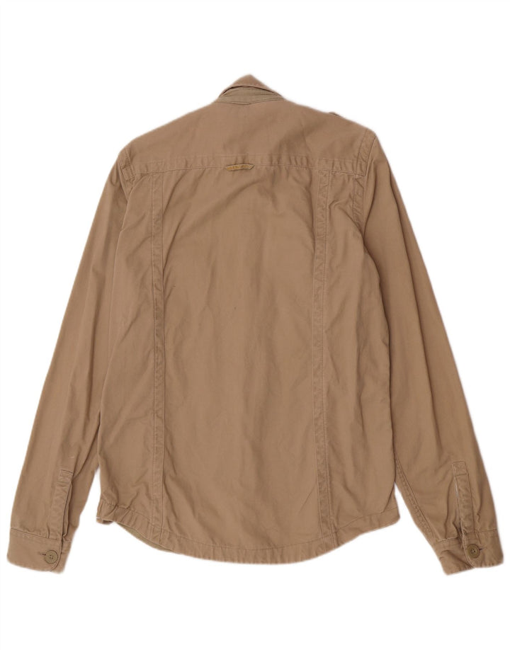 Camisa militar masculina Superdry grande algodão bege