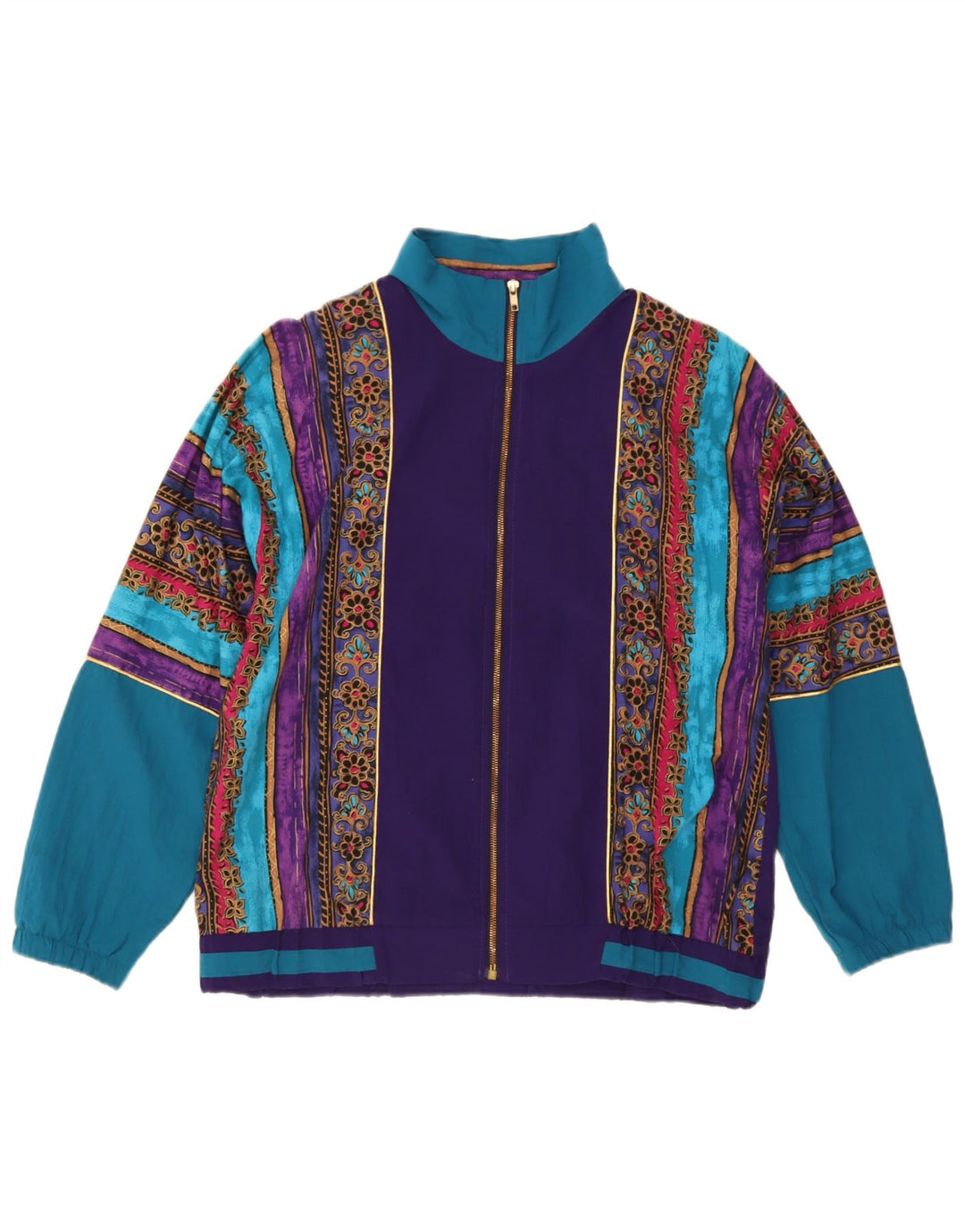 Jaqueta feminina vintage UK 16 grande bloco colorido multicolorido