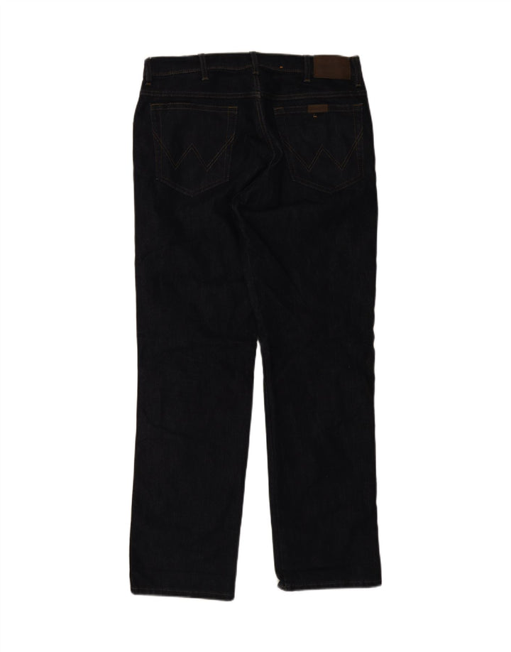 Wrangler Mens Regular Fit Straight Jeans W35 L32 Azul Marinho Algodão