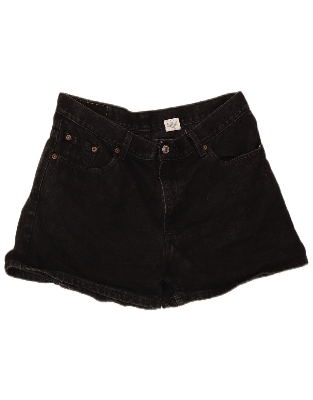 Shorts jeans feminino Levi's de cintura alta tamanho 13 grande algodão preto