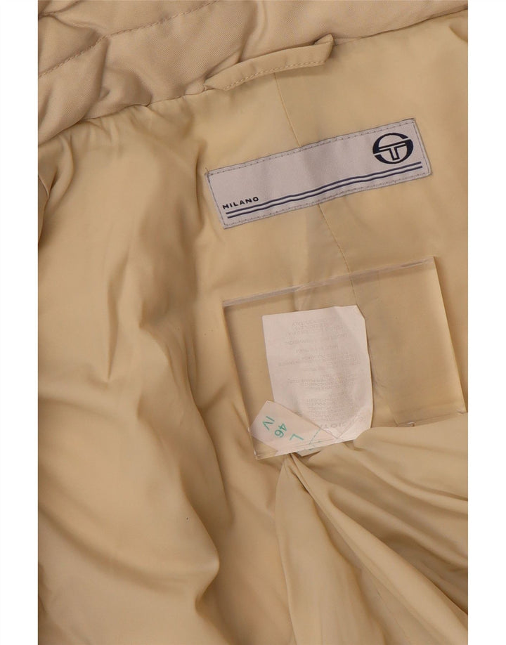 SERGIO TACCHINI Casaco feminino acolchoado com capuz UK 16 Grande poliéster bege
