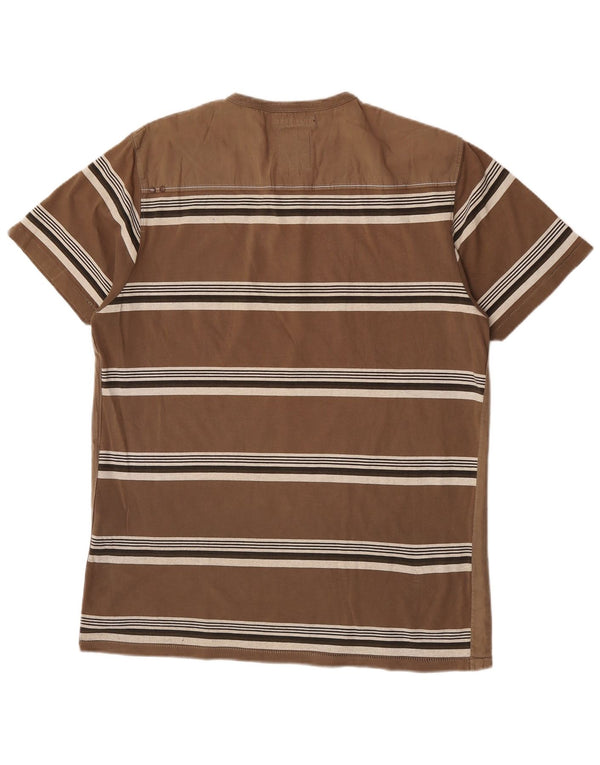Camiseta gráfica masculina Jack & Jones Top XL de algodão listrado marrom