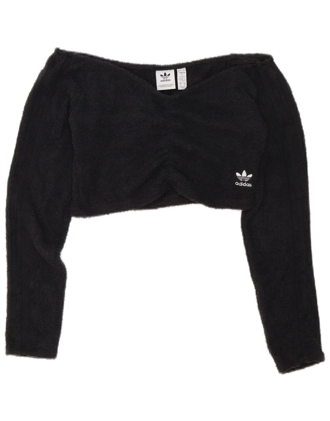 Adidas Womens Crop Fleece Off Shoulder Top Reino Unido 12 Médio Preto Poliéster