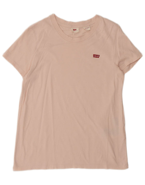 Camiseta feminina Levi's UK 10 pequena algodão rosa