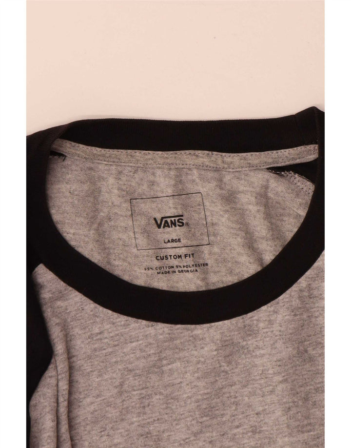 Vans Masculino Custom Fit Graphic Top Manga 3/4 Grande Cinza Colorblock Algodão
