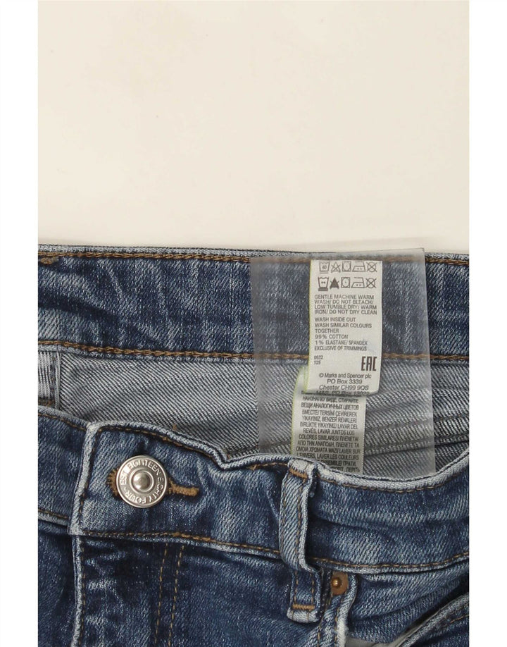 Calça jeans reta feminina Marks & Spencer desgastada Reino Unido 14 grande W34 L30 azul