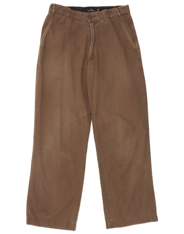 Calça chino reta masculina Marks & Spencer W30 L29 algodão marrom
