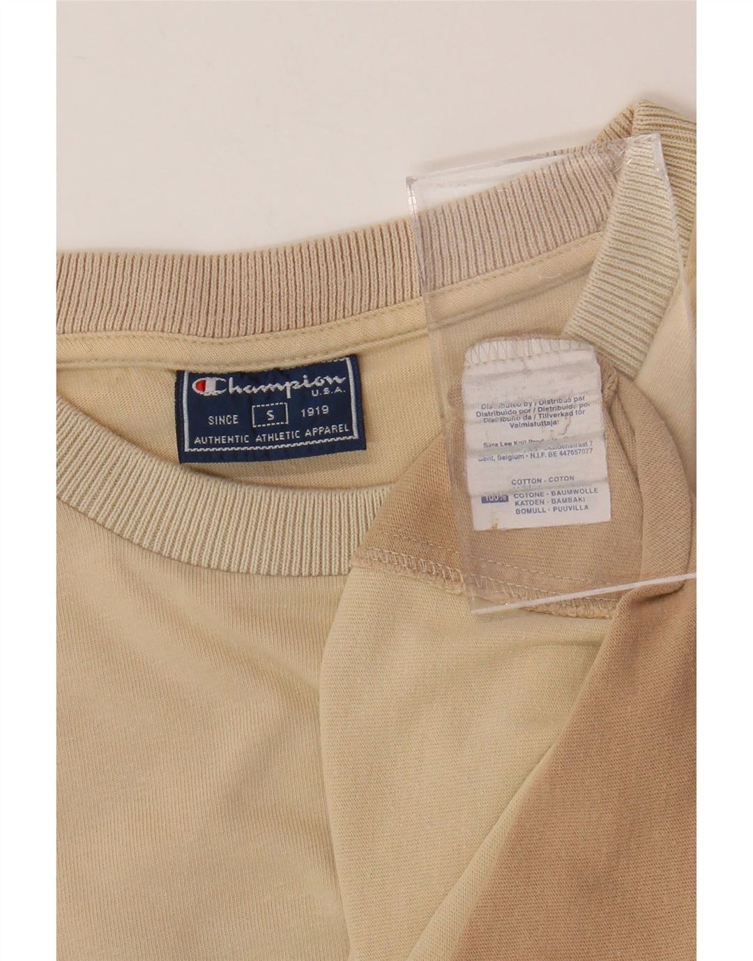 Camiseta masculina CHAMPION Top pequeno algodão colorblock bege