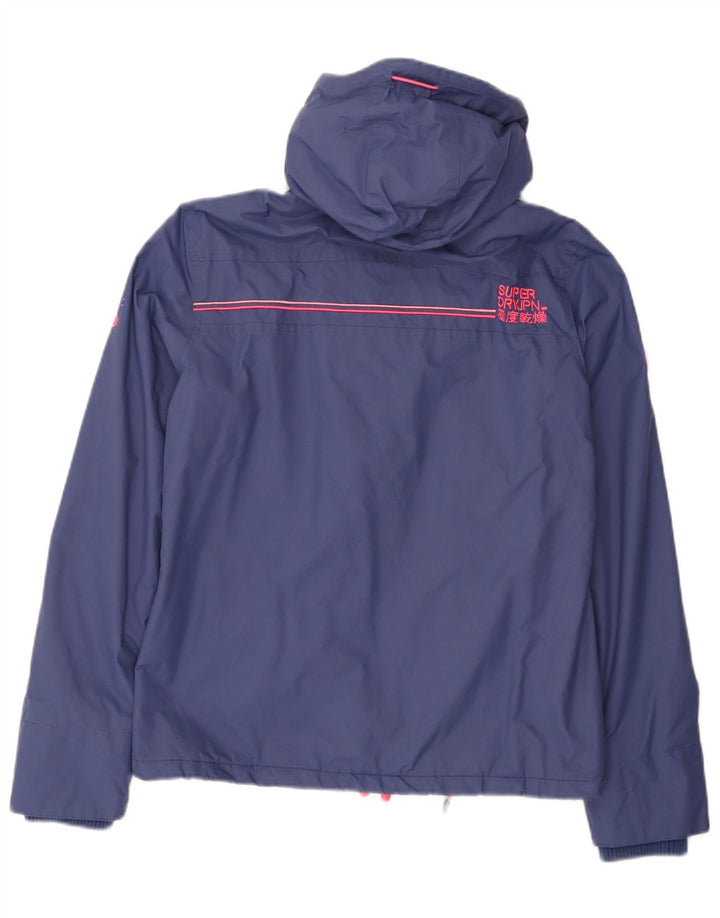 Jaqueta corta-vento feminina Superdry com capuz UK 16 grande bloco azul