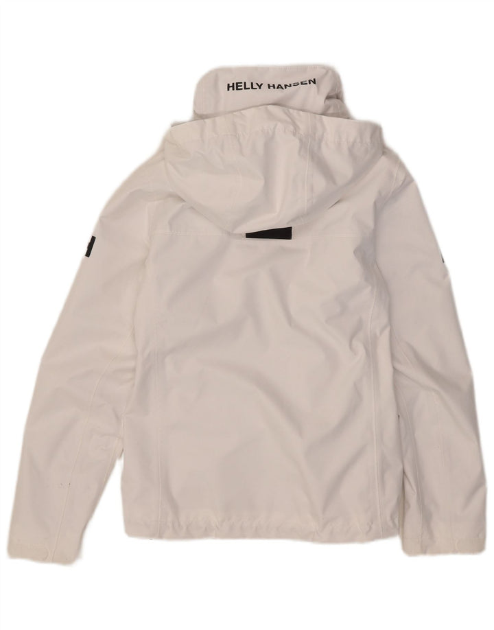 Jaqueta de chuva feminina com capuz gráfico Helly Hansen UK 10 poliéster branco pequeno