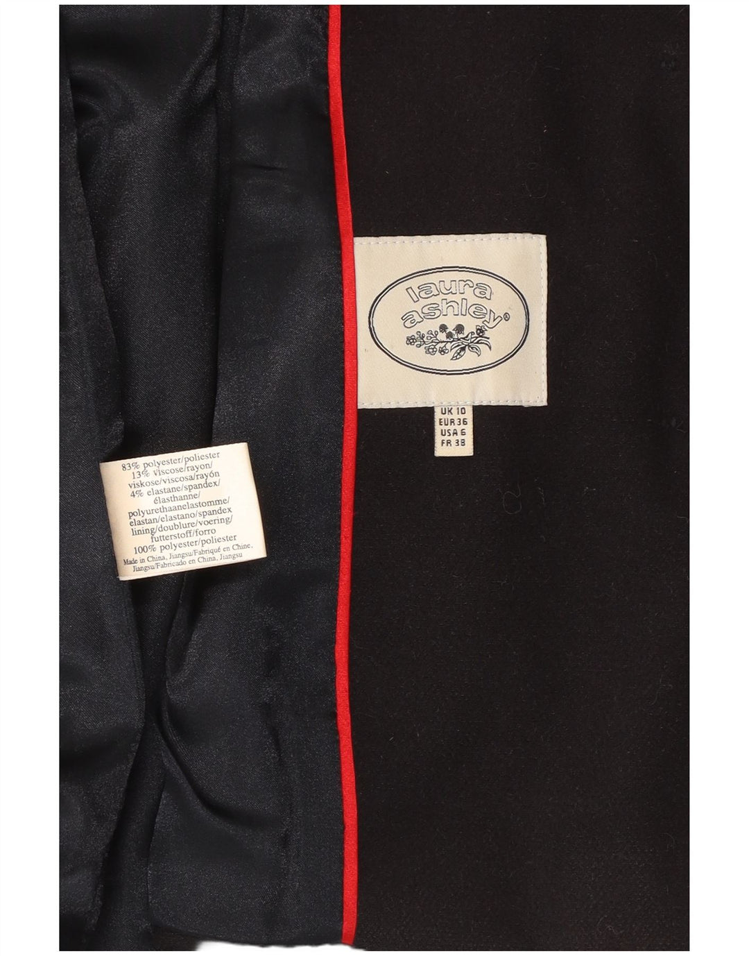 LAURA ASHLEY Jaqueta blazer feminina com capuz e 5 botões Reino Unido 10 pequena azul marinho