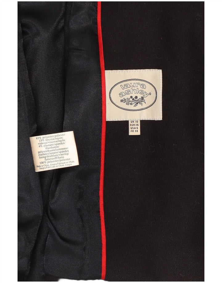 LAURA ASHLEY Jaqueta blazer feminina com capuz e 5 botões Reino Unido 10 pequena azul marinho