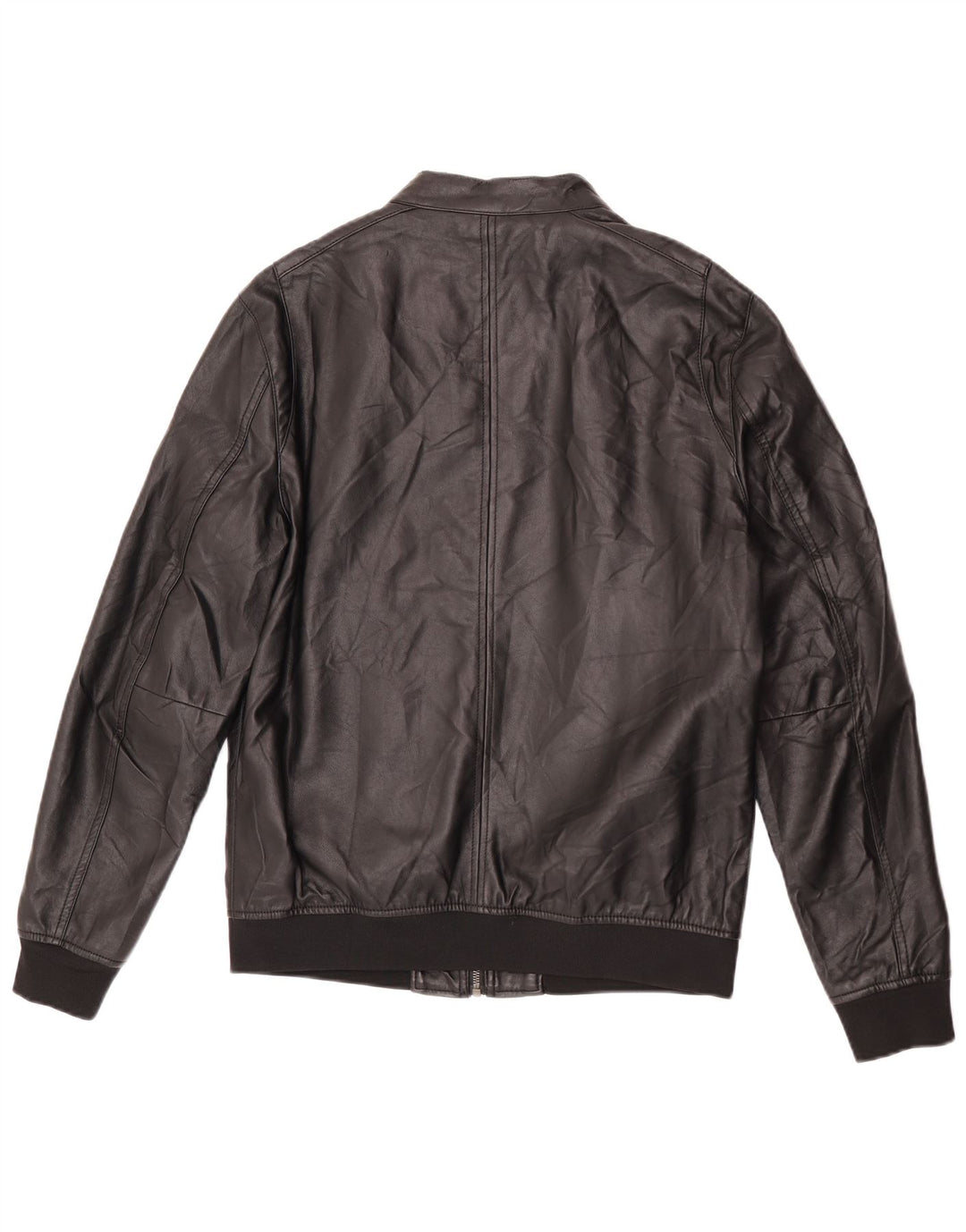 Zara Jaqueta bomber masculina de couro sintético Reino Unido 40 grande poliéster preto