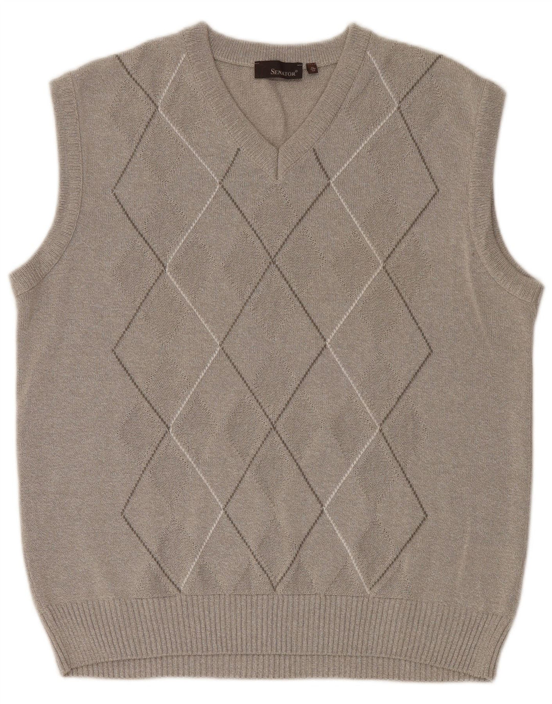 SENATOR Colete masculino regata IT 54 XL cinza Argyle/algodão diamante