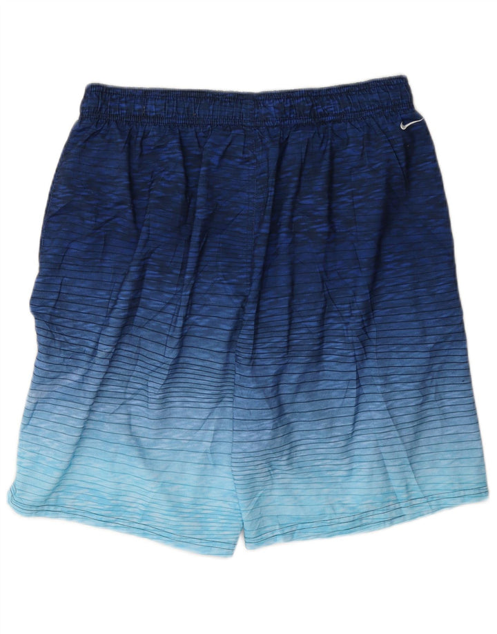 Shorts de natação masculinos Nike Graphic grande poliéster listrado azul