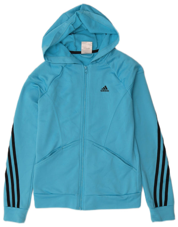Suéter Adidas Feminino Zip Hoodie UK 6 XS Azul Poliéster