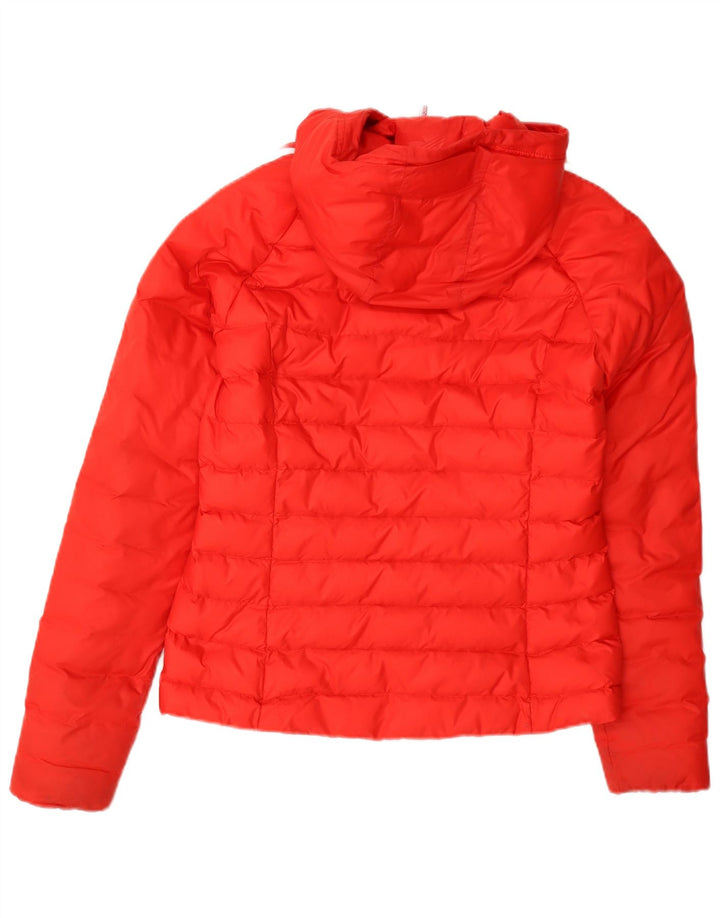 Jaqueta acolchoada com capuz feminina Adidas UK 8 pequena laranja nylon