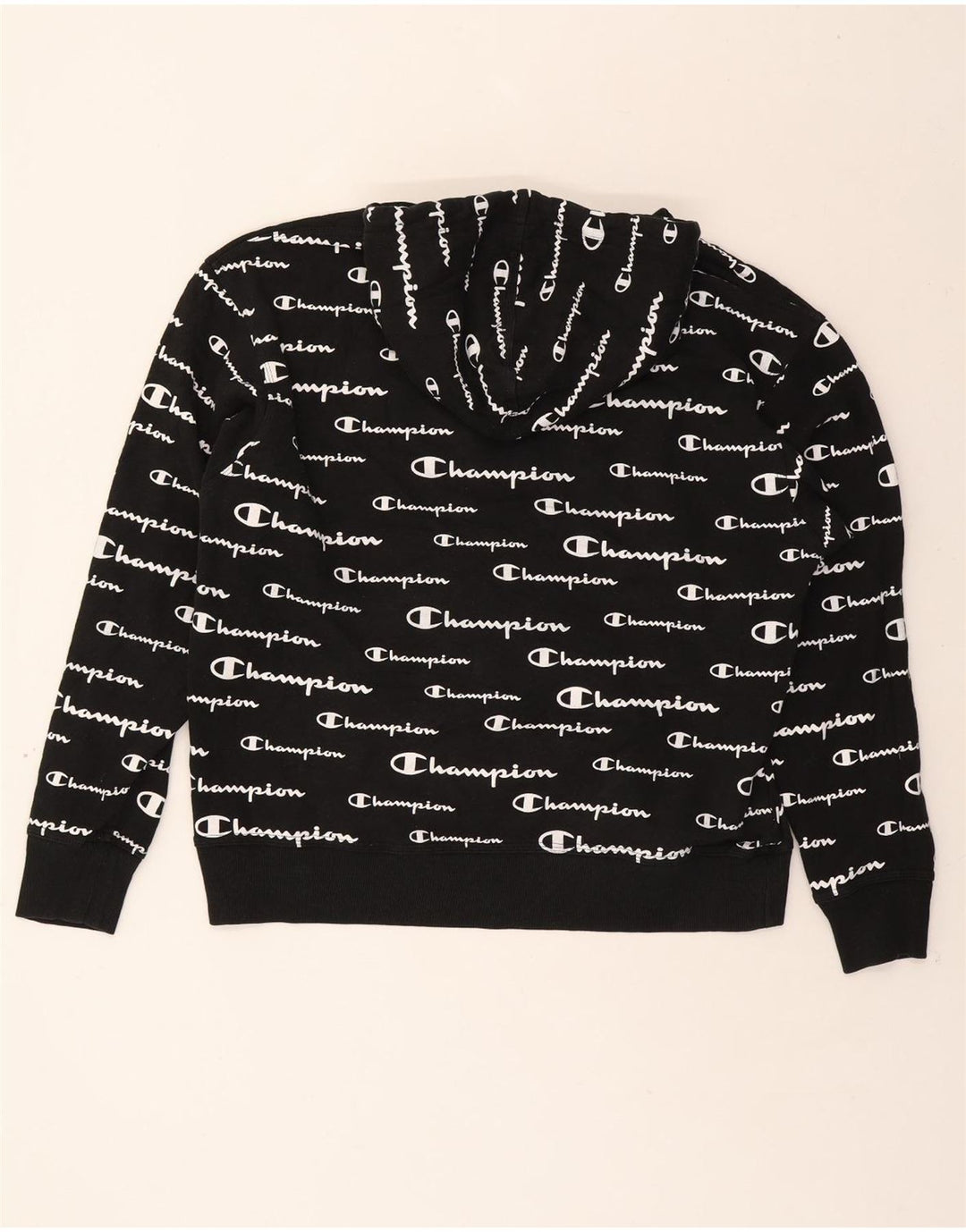 CHAMPION Mens Graphic Hoodie Jumper Large Black Cotton Vintage Champion and Second-Hand Champion from Messina Hembry 