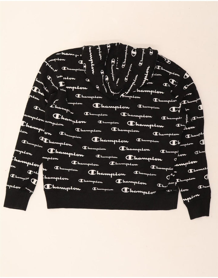 CHAMPION Mens Graphic Hoodie Jumper Large Black Cotton Vintage Champion and Second-Hand Champion from Messina Hembry 