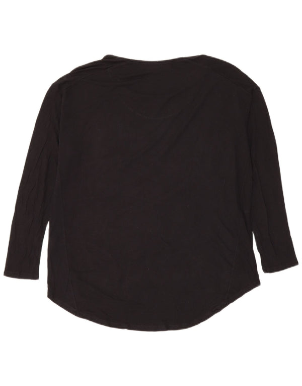 Desigual Top feminino com estampa abstrata manga comprida UK 20 2XL preto moderno
