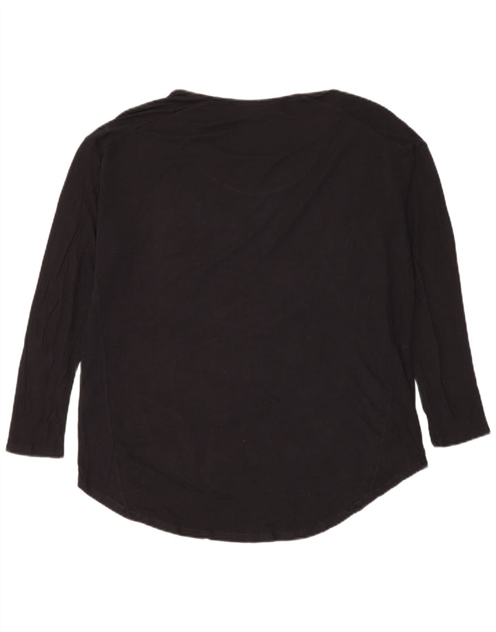Desigual Top feminino com estampa abstrata manga comprida UK 20 2XL preto moderno