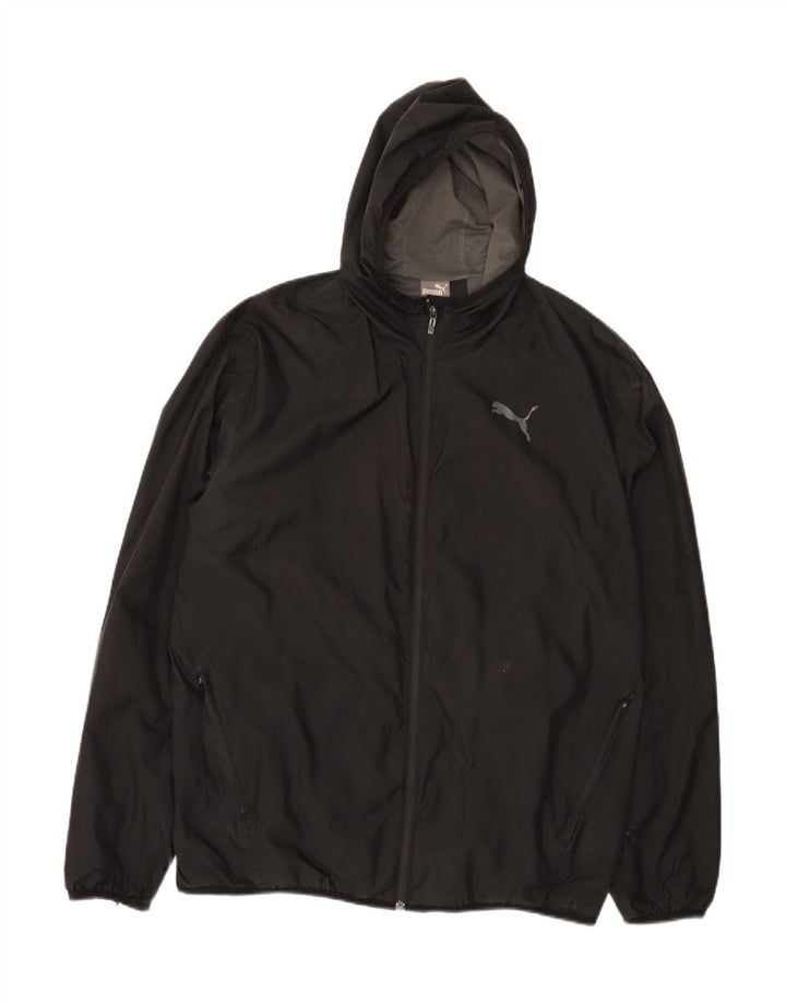 Jaqueta de chuva masculina Puma com capuz UK 18 XL poliéster preto