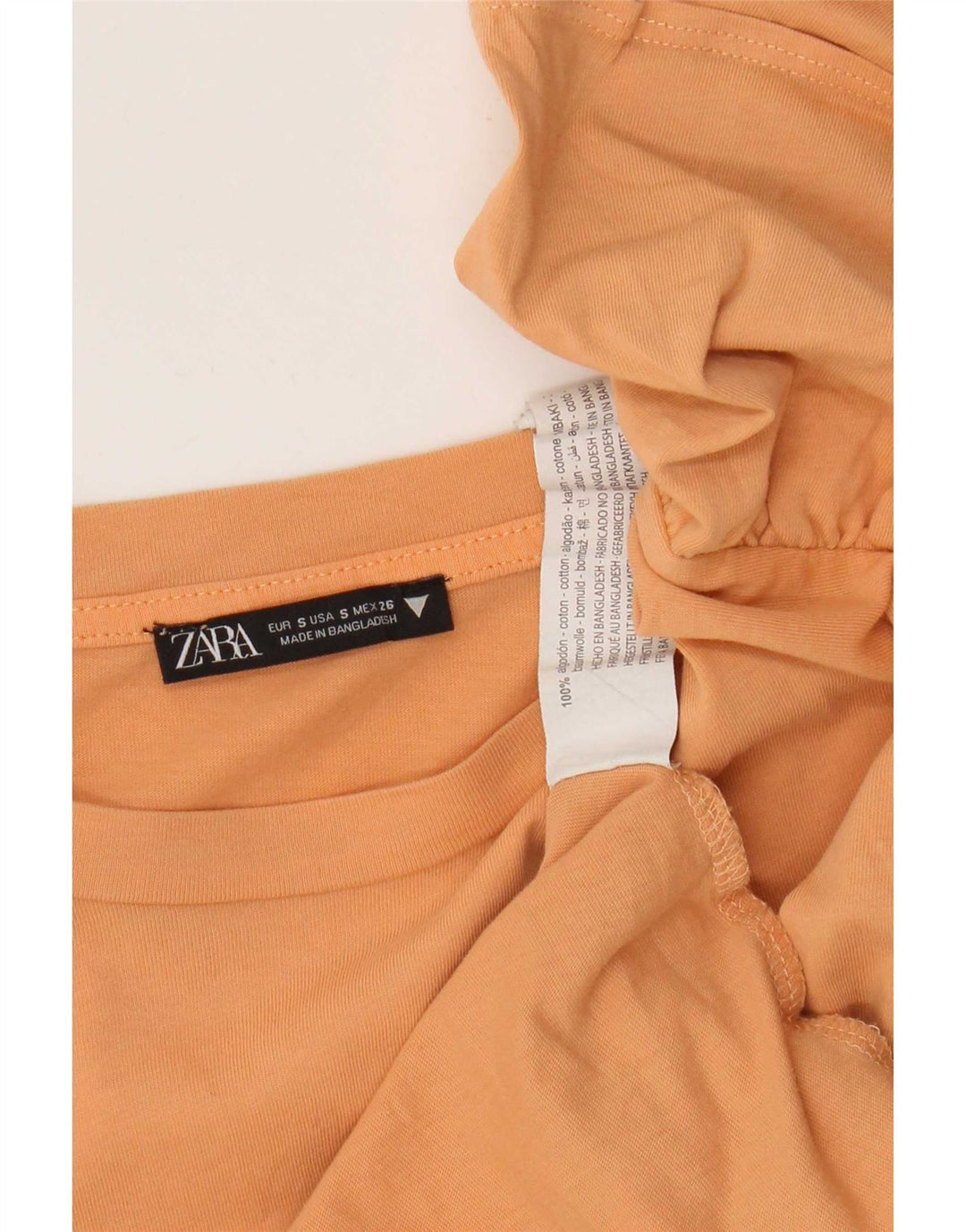 Zara blusa feminina cropped asa de morcego top Reino Unido 10 algodão laranja pequeno