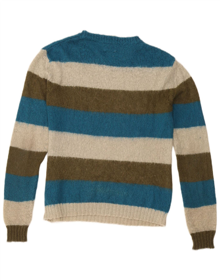 Suéter diesel masculino com gola de barco, pequeno acrílico listrado multicolorido
