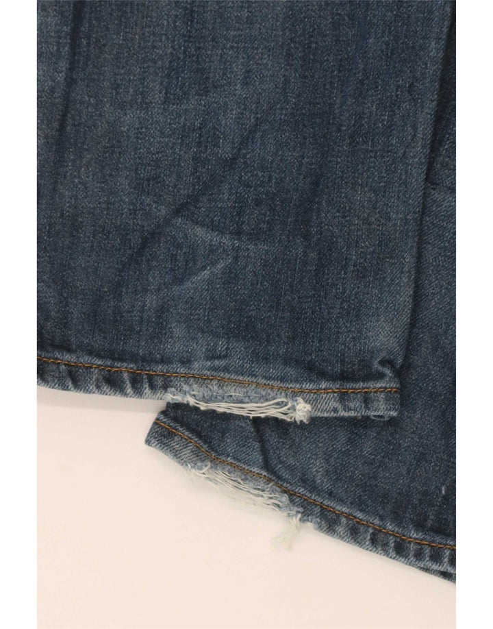 Calça jeans reta feminina Gap desgastada W28 L32 algodão azul