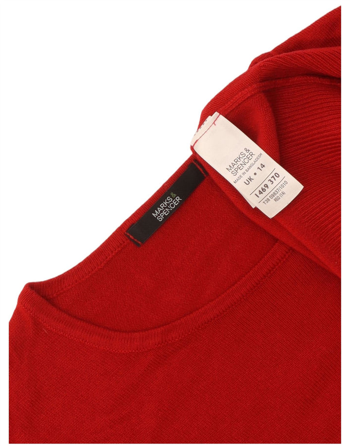 Suéter feminino Marks & Spencer com gola redonda Reino Unido 14 acrílico vermelho médio