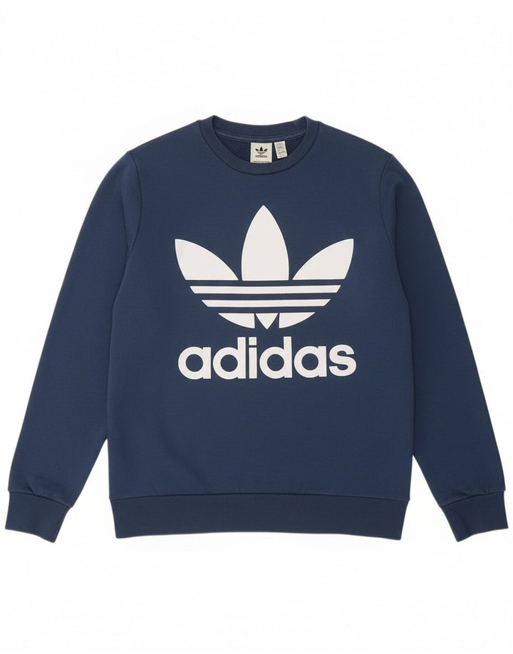 Adidas meninos moletom gráfico jumper 13-14 anos azul algodão