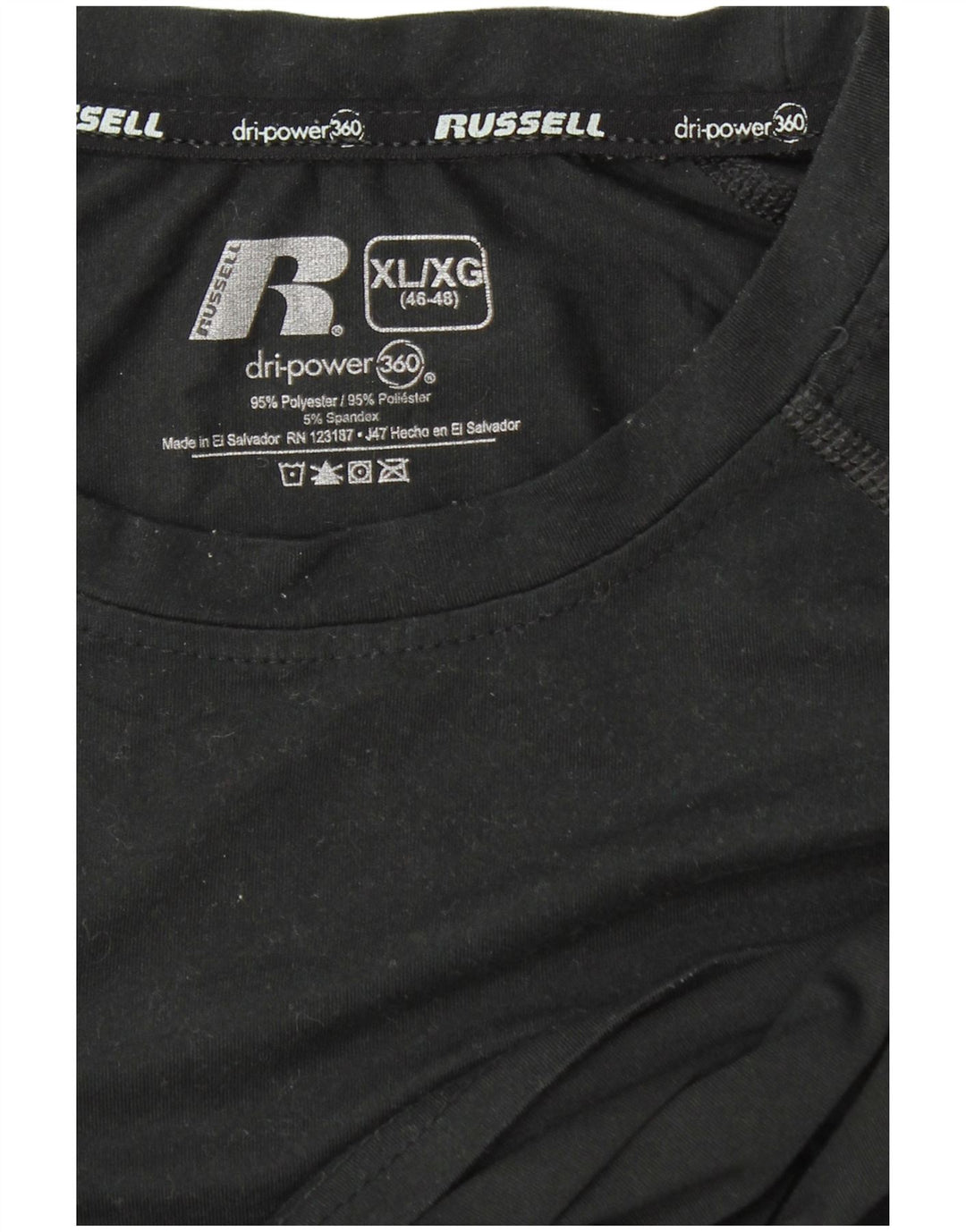 RUSSELL ATLÉTICO Masculino Dri-Power Top Manga Longa XL Preto Poliéster