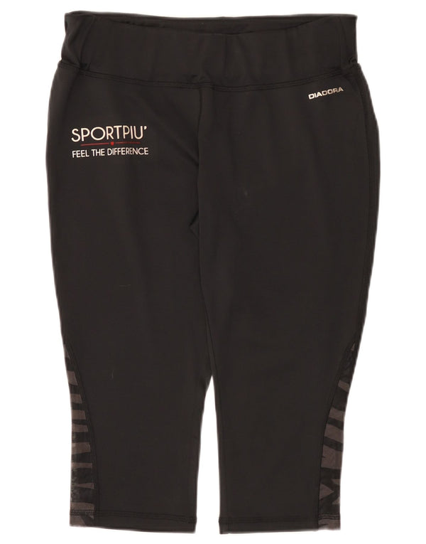 Diadora Womens Graphic Capri Leggings UK 14 Grande Preto Geométrico