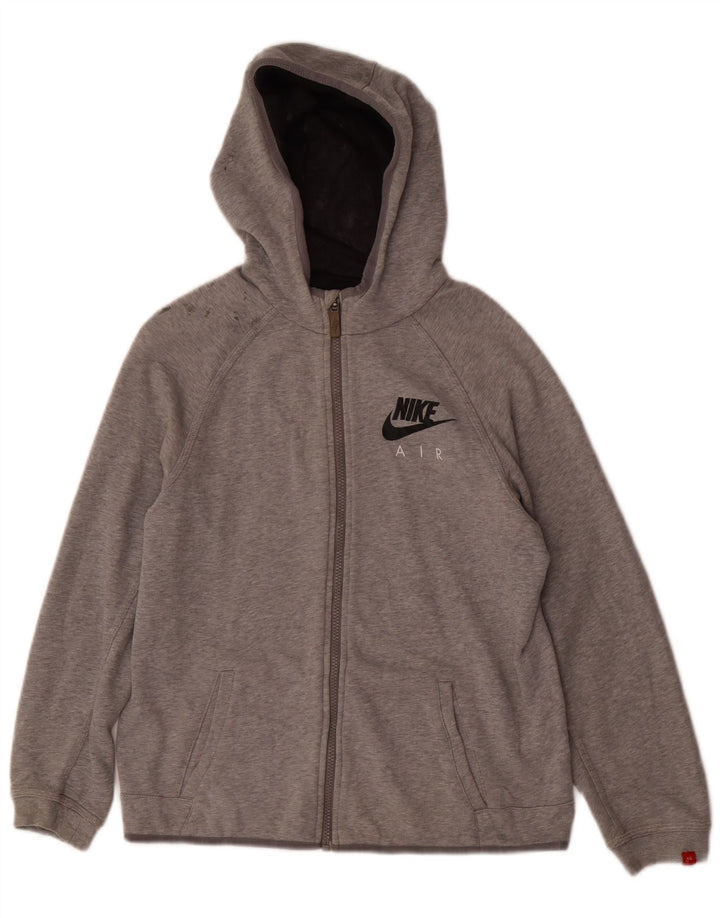Suéter NIKE Boys Zip com capuz 13-14 anos XL cinza manchado de algodão