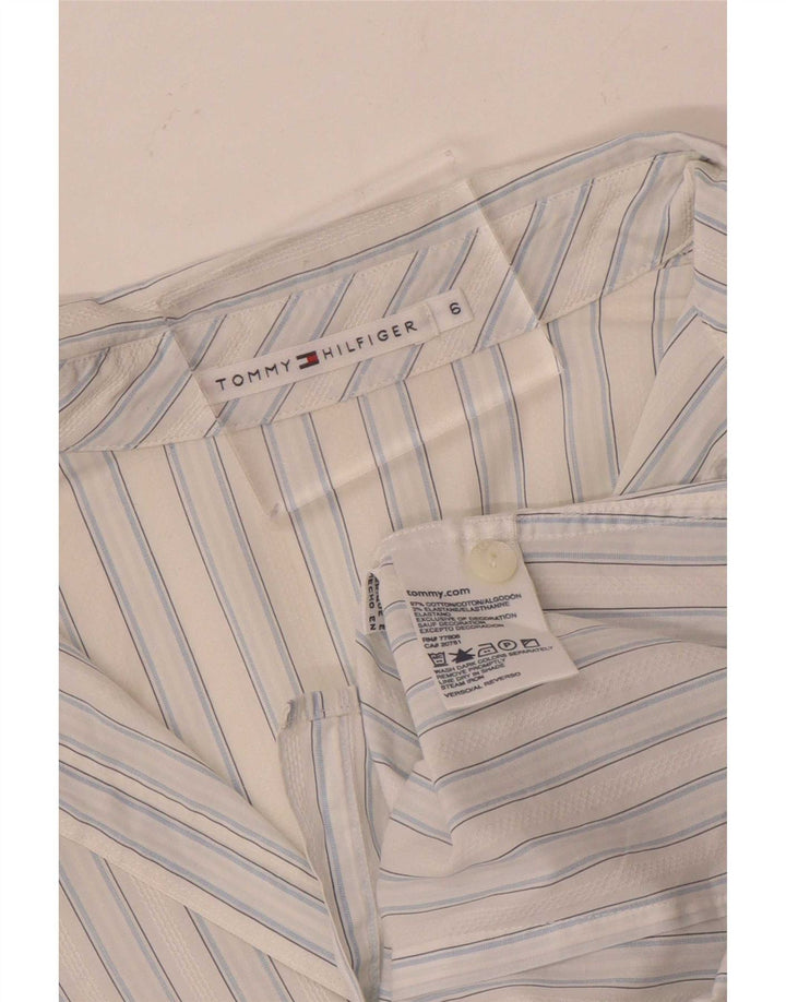 Camisa feminina Tommy Hilfiger EUA 6 algodão listrado branco médio