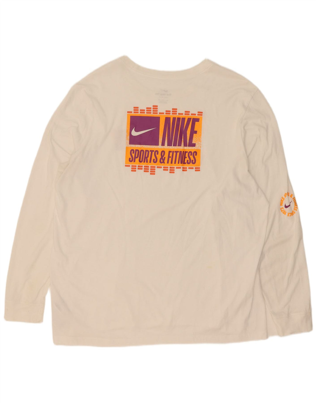 Top gráfico Nike masculino Dri Fit manga comprida 2XL algodão branco
