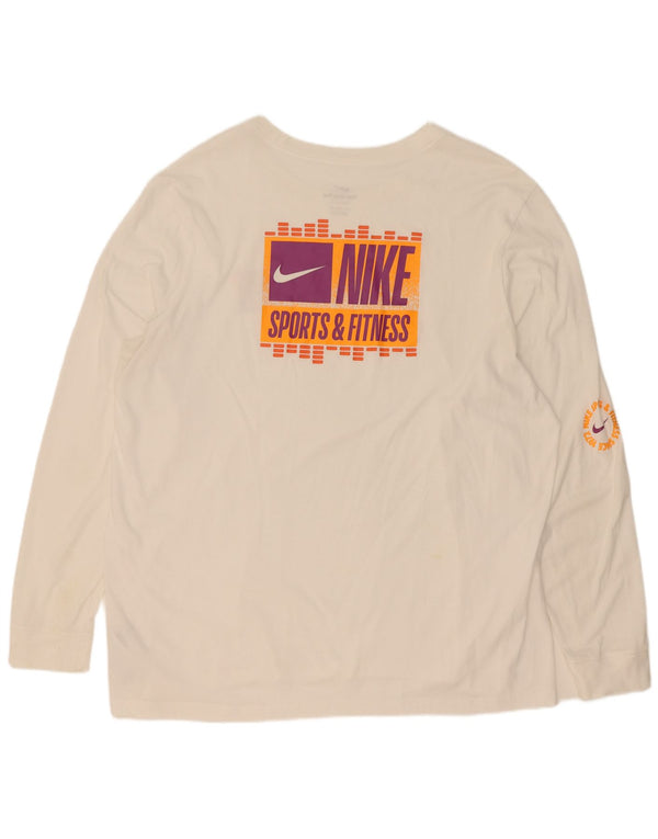 Top gráfico Nike masculino Dri Fit manga comprida 2XL algodão branco