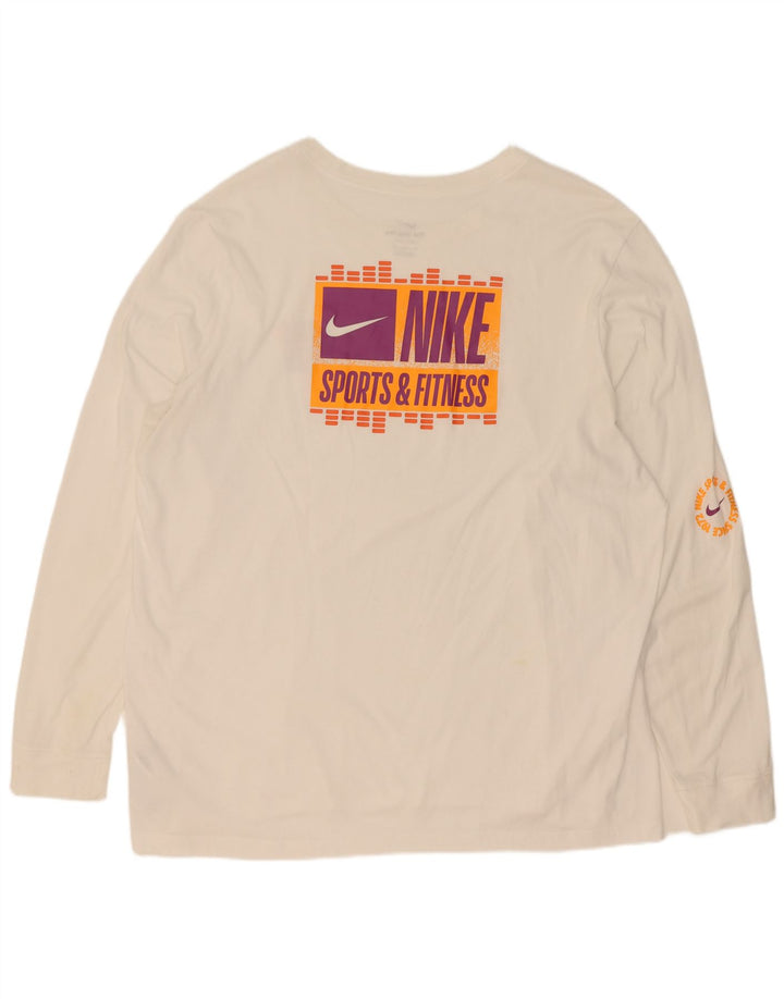 Top gráfico Nike masculino Dri Fit manga comprida 2XL algodão branco